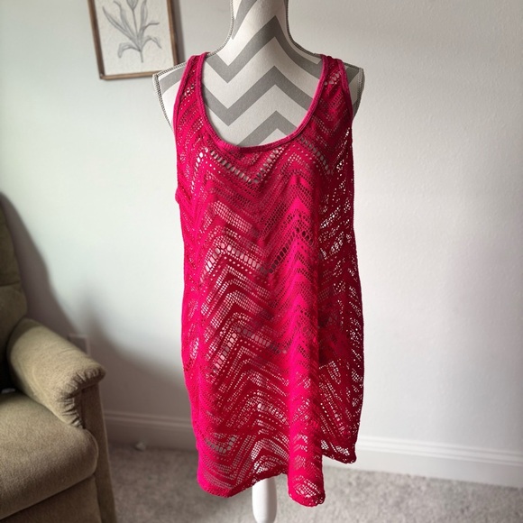 Unbranded Other - Women’s Pink Crochet Swim Cover Up Dress Size XL